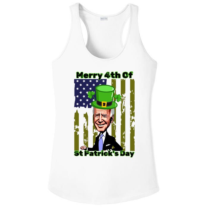 Merry 4th Of St Patricks Day Joe Biden Leprechaun Hat Ladies PosiCharge Competitor Racerback Tank