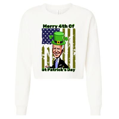 Merry 4th Of St Patricks Day Joe Biden Leprechaun Hat Cropped Pullover Crew