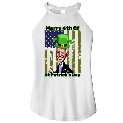 Merry 4th Of St Patricks Day Joe Biden Leprechaun Hat Women's Perfect Tri Rocker Tank