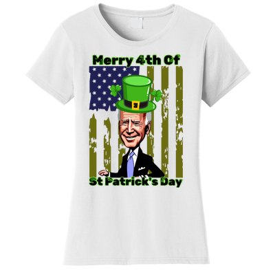 Merry 4th Of St Patricks Day Joe Biden Leprechaun Hat Women's T-Shirt