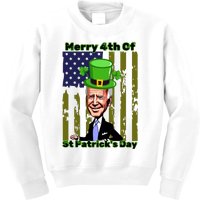 Merry 4th Of St Patricks Day Joe Biden Leprechaun Hat Kids Sweatshirt