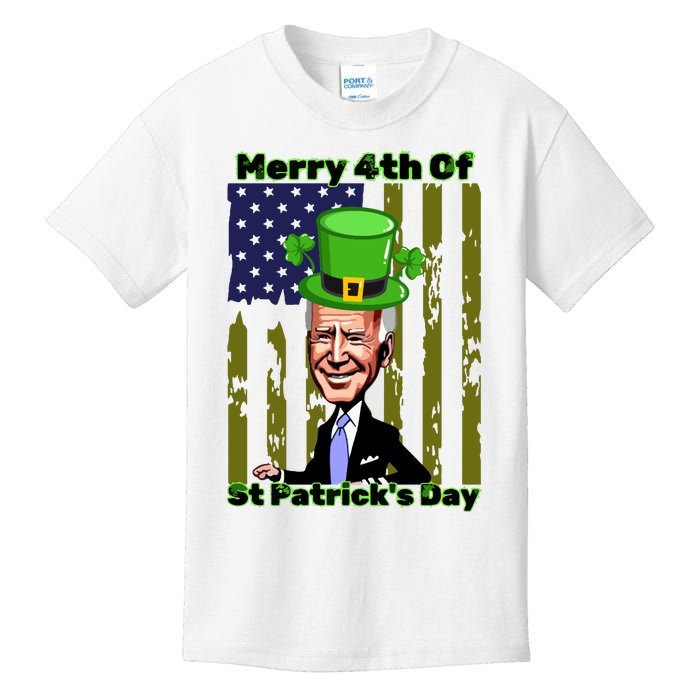 Merry 4th Of St Patricks Day Joe Biden Leprechaun Hat Kids T-Shirt