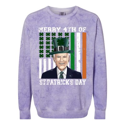 Merry 4th Of Stpatricks Day Joe Biden St Patricks Day Colorblast Crewneck Sweatshirt