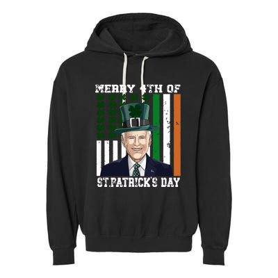 Merry 4th Of Stpatricks Day Joe Biden St Patricks Day Garment-Dyed Fleece Hoodie