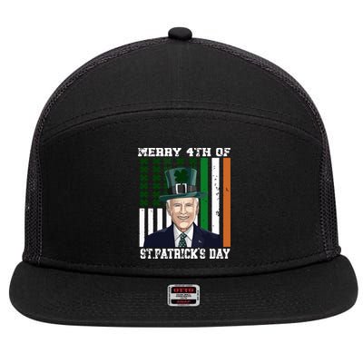 Merry 4th Of Stpatricks Day Joe Biden St Patricks Day 7 Panel Mesh Trucker Snapback Hat