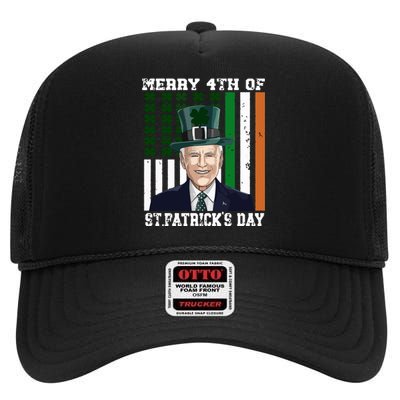 Merry 4th Of Stpatricks Day Joe Biden St Patricks Day High Crown Mesh Back Trucker Hat