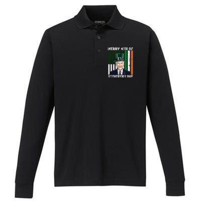 Merry 4th Of Stpatricks Day Joe Biden St Patricks Day Performance Long Sleeve Polo