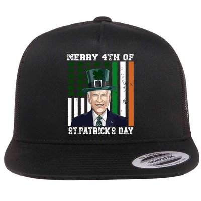 Merry 4th Of Stpatricks Day Joe Biden St Patricks Day Flat Bill Trucker Hat