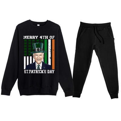 Merry 4th Of Stpatricks Day Joe Biden St Patricks Day Premium Crewneck Sweatsuit Set