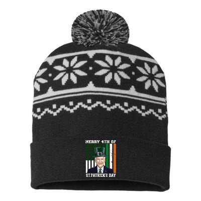 Merry 4th Of Stpatricks Day Joe Biden St Patricks Day USA-Made Snowflake Beanie