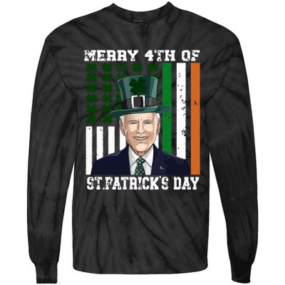 Merry 4th Of Stpatricks Day Joe Biden St Patricks Day Tie-Dye Long Sleeve Shirt