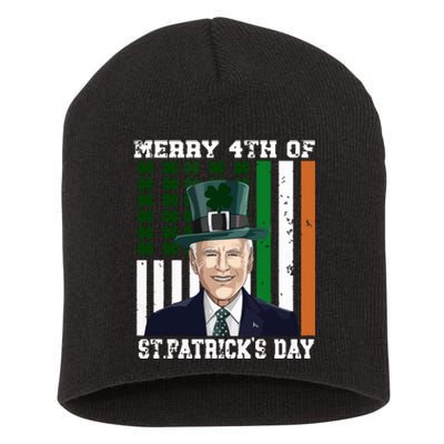 Merry 4th Of Stpatricks Day Joe Biden St Patricks Day Short Acrylic Beanie