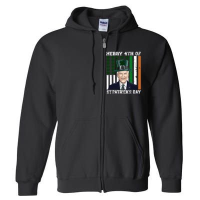 Merry 4th Of Stpatricks Day Joe Biden St Patricks Day Full Zip Hoodie