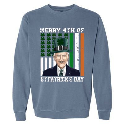 Merry 4th Of Stpatricks Day Joe Biden St Patricks Day Garment-Dyed Sweatshirt