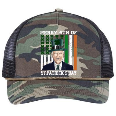 Merry 4th Of Stpatricks Day Joe Biden St Patricks Day Retro Rope Trucker Hat Cap