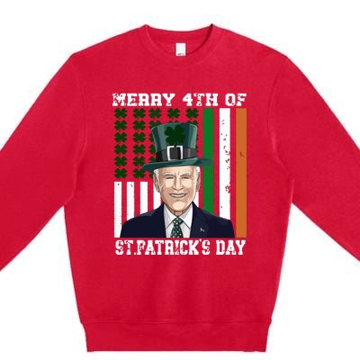 Merry 4th Of Stpatricks Day Joe Biden St Patricks Day Premium Crewneck Sweatshirt