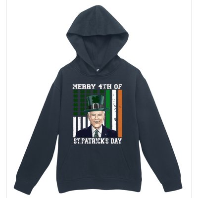 Merry 4th Of Stpatricks Day Joe Biden St Patricks Day Urban Pullover Hoodie