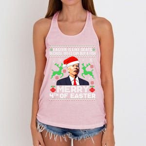 Merry 4th Of Easter Funny Christmas Ugly Cool Gift Women's Knotted Racerback Tank