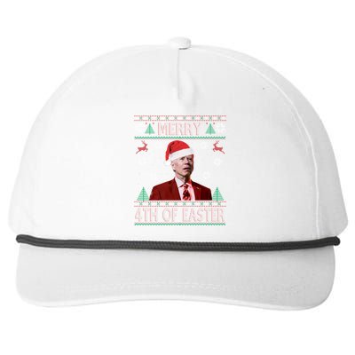 Merry 4th Of Easter Funny Joe Biden Christmas Ugly Sweater Great Gift Snapback Five-Panel Rope Hat