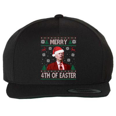 Merry 4th Of Easter Funny Joe Biden Christmas Ugly Sweater Great Gift Wool Snapback Cap