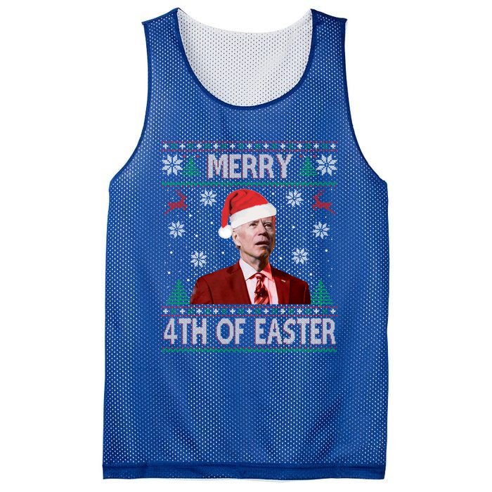 Merry 4th Of Easter Funny Joe Biden Christmas Ugly Sweater Great Gift Mesh Reversible Basketball Jersey Tank