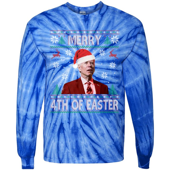 Merry 4th Of Easter Funny Joe Biden Christmas Ugly Sweater Great Gift Tie-Dye Long Sleeve Shirt