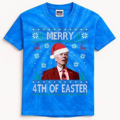 Merry 4th Of Easter Funny Joe Biden Christmas Ugly Sweater Great Gift Kids Tie-Dye T-Shirt