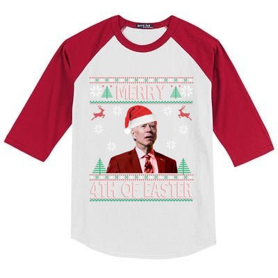 Merry 4th Of Easter Funny Joe Biden Christmas Ugly Sweater Great Gift Kids Colorblock Raglan Jersey