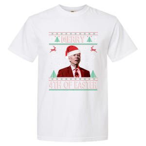 Merry 4th Of Easter Funny Joe Biden Christmas Ugly Sweater Great Gift Garment-Dyed Heavyweight T-Shirt