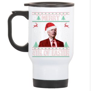 Merry 4th Of Easter Funny Joe Biden Christmas Ugly Sweater Great Gift Stainless Steel Travel Mug