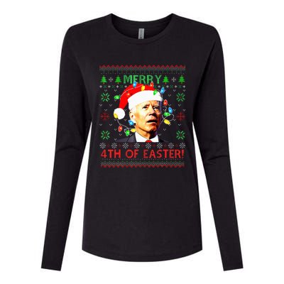 Merry 4th Of Easter Santa Joe Biden Ugly Christmas Sweater  Womens Cotton Relaxed Long Sleeve T-Shirt