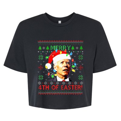 Merry 4th Of Easter Santa Joe Biden Ugly Christmas Sweater  Bella+Canvas Jersey Crop Tee