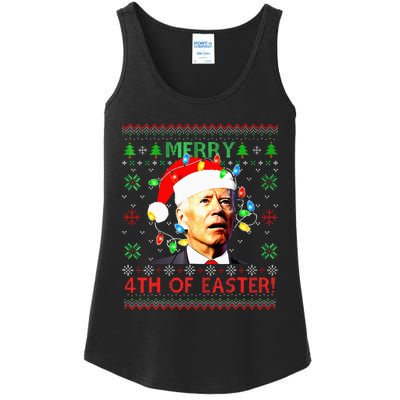 Merry 4th Of Easter Santa Joe Biden Ugly Christmas Sweater  Ladies Essential Tank