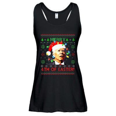 Merry 4th Of Easter Santa Joe Biden Ugly Christmas Sweater  Ladies Essential Flowy Tank