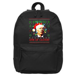 Merry 4th Of Easter Santa Joe Biden Ugly Christmas Sweater  16 in Basic Backpack