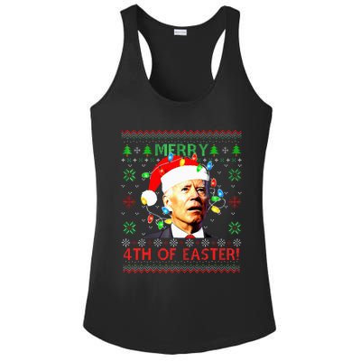 Merry 4th Of Easter Santa Joe Biden Ugly Christmas Sweater  Ladies PosiCharge Competitor Racerback Tank