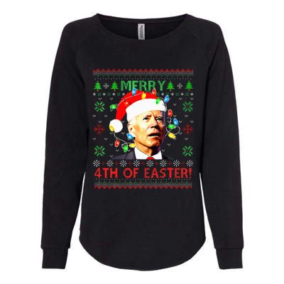 Merry 4th Of Easter Santa Joe Biden Ugly Christmas Sweater  Womens California Wash Sweatshirt