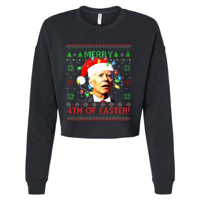 Merry 4th Of Easter Santa Joe Biden Ugly Christmas Sweater  Cropped Pullover Crew