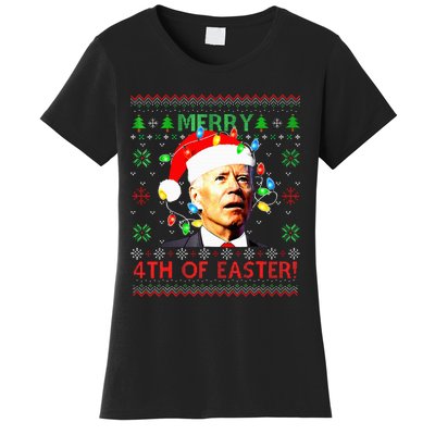 Merry 4th Of Easter Santa Joe Biden Ugly Christmas Sweater  Women's T-Shirt