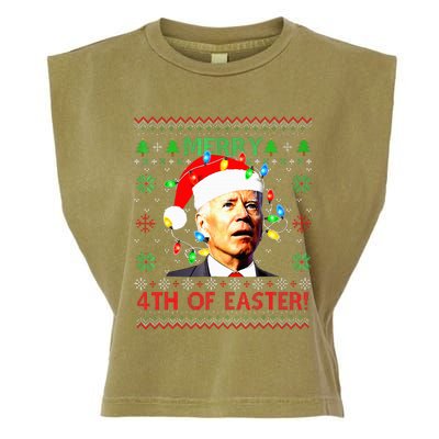 Merry 4th Of Easter Santa Joe Biden Ugly Christmas Sweater  Garment-Dyed Women's Muscle Tee