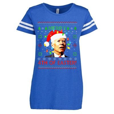 Merry 4th Of Easter Santa Joe Biden Ugly Christmas Sweater  Enza Ladies Jersey Football T-Shirt