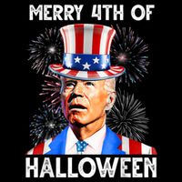 Merry 4th Of Halloween Funny Anti Biden 7-Panel Snapback Hat