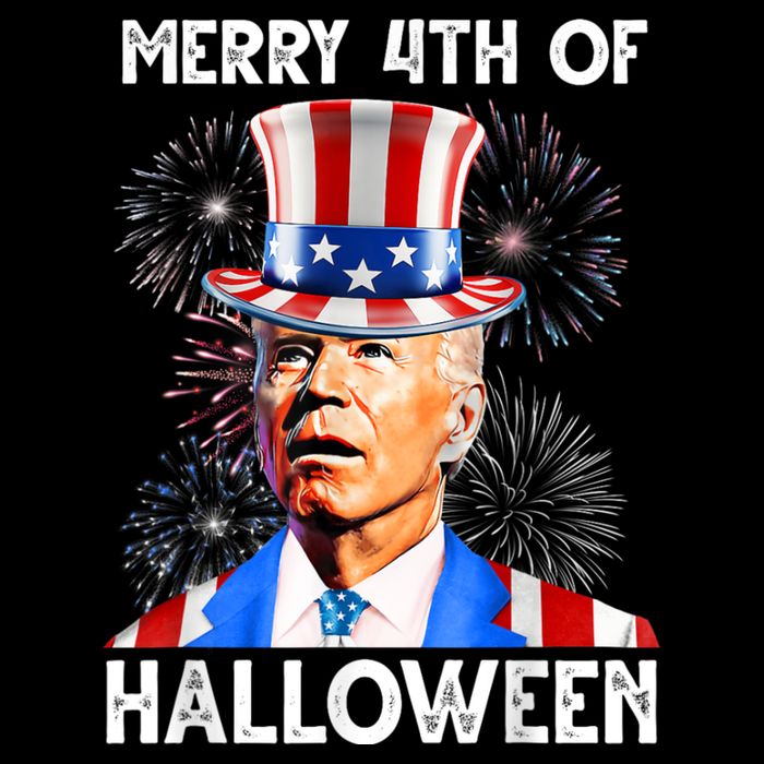 Merry 4th Of Halloween Funny Anti Biden 7-Panel Snapback Hat