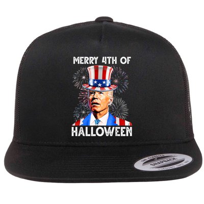 Merry 4th Of Halloween Funny Anti Biden Flatbill Hat