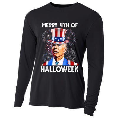 Merry 4th Of Halloween Funny Anti Biden Cooling Performance Long Sleeve Crew