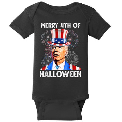 Merry 4th Of Halloween Funny Anti Biden Baby Bodysuit