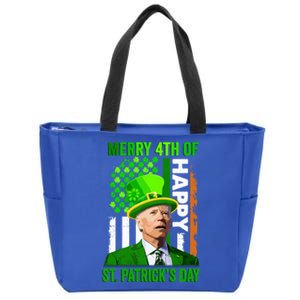 Merry 4th Of St PatrickS Day Funny Joe Biden Leprechaun Hat Gift Zip Tote Bag