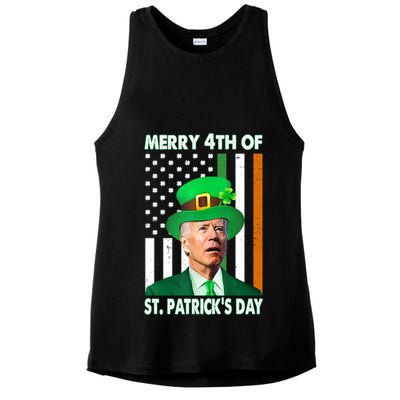 Merry 4th Of St Patrick's Day Confused Joe Biden Funny Ladies PosiCharge Tri-Blend Wicking Tank