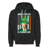 Merry 4th Of St Patrick's Day Confused Joe Biden Funny Garment-Dyed Fleece Hoodie