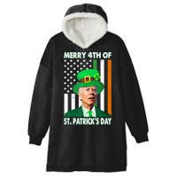 Merry 4th Of St Patrick's Day Confused Joe Biden Funny Hooded Wearable Blanket